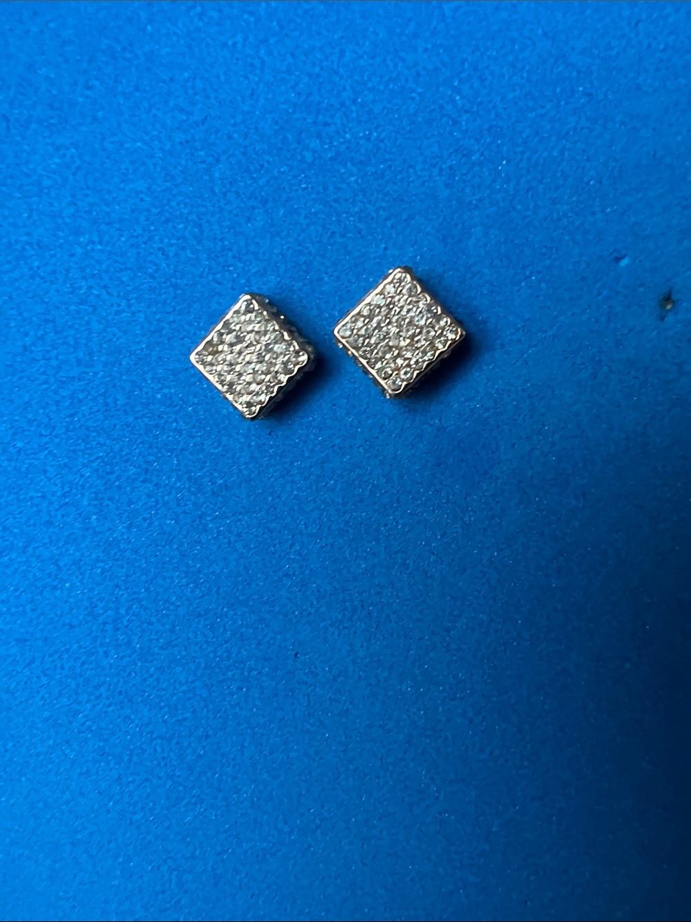 Silver-Tone Pave Square Stud Earrings - Women Jewelry